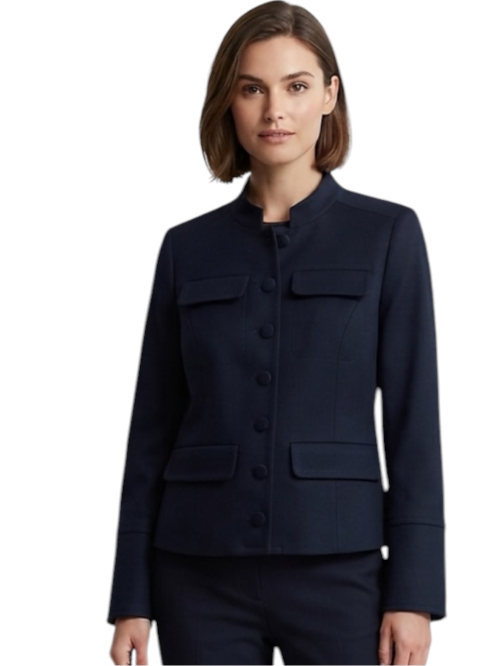 Loft Navy Military-Style Button Front Jacket Size 6